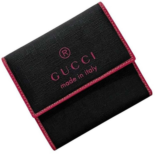 Gucci Black Pink Pvc Leather Wallet (Tri-Fold)