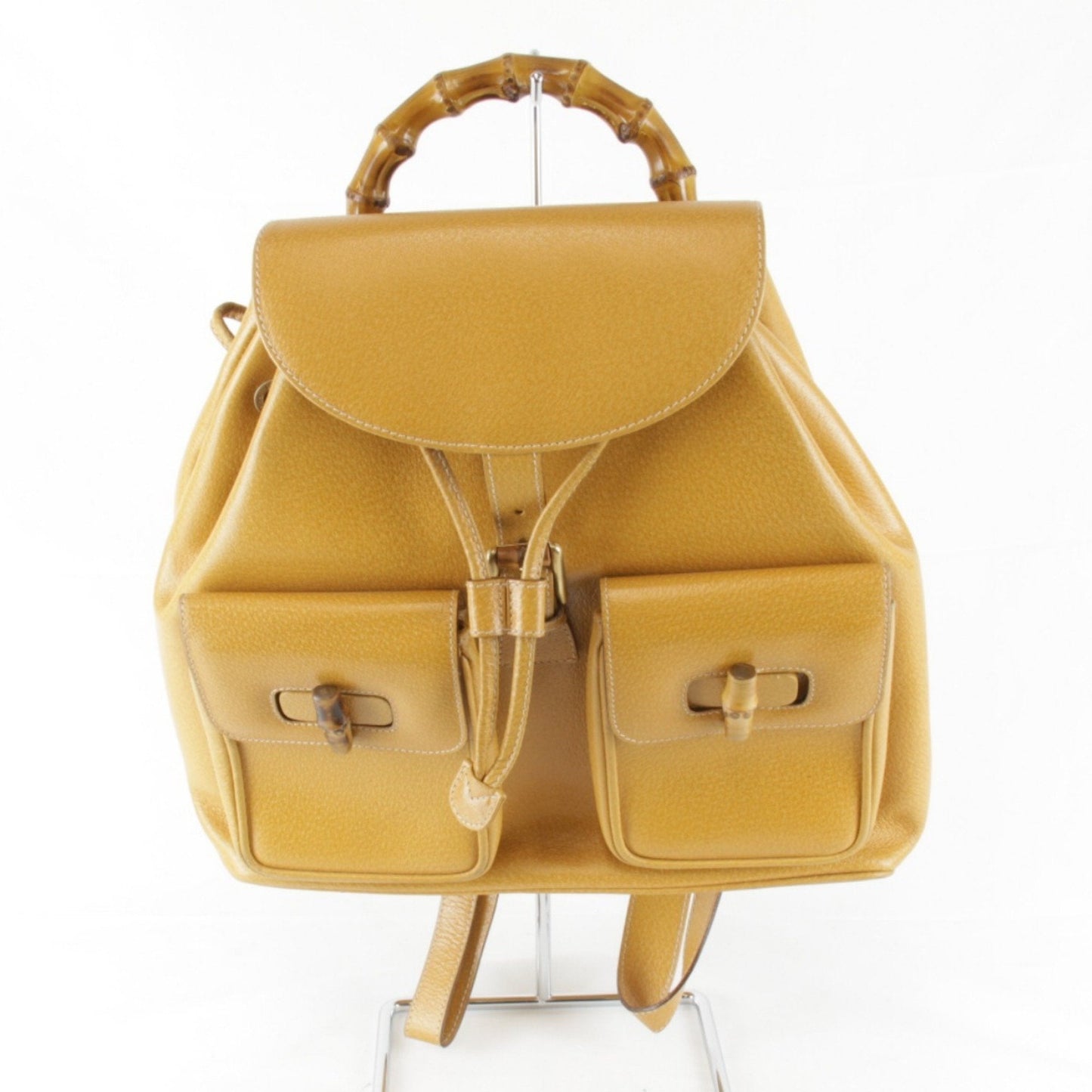 Gucci Black Leather Bamboo Backpack