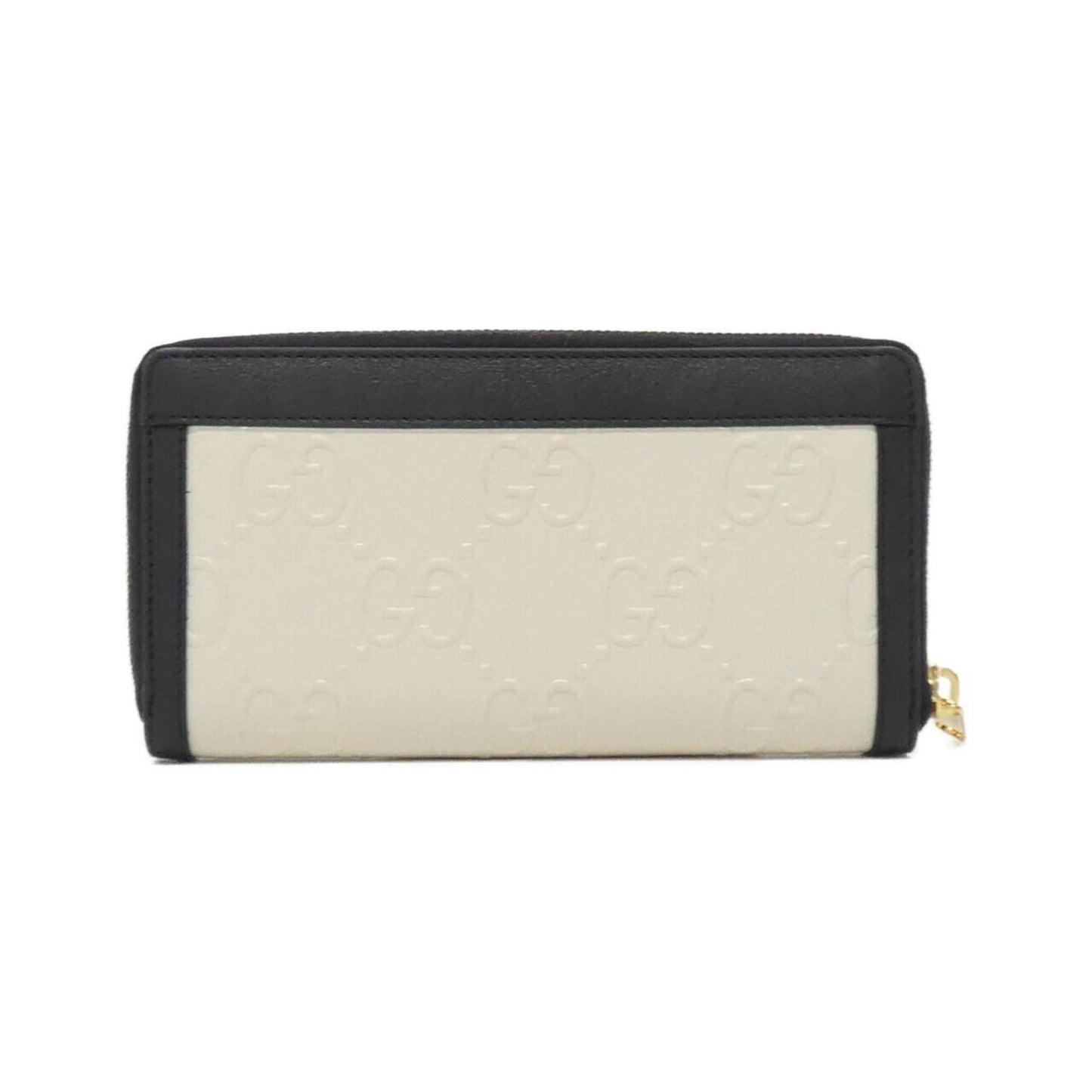 Gucci Black White Gg Leather Long Wallet (Bi-Fold)