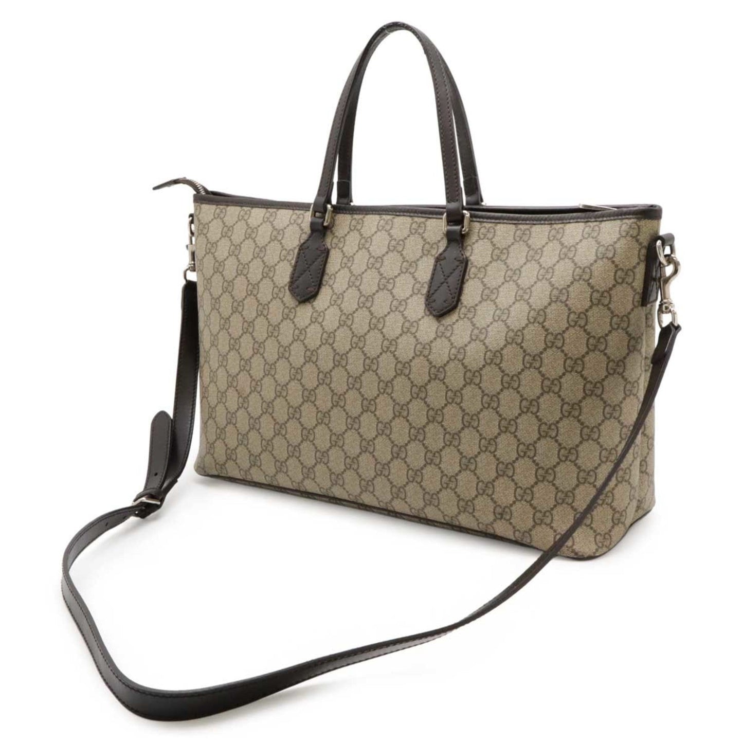 Gucci Beige Dark Brown Gg Supreme Shoulder Bag Tote Bag