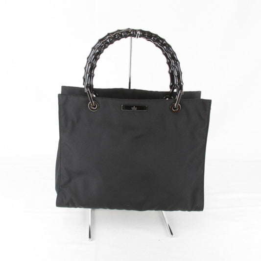Gucci Black Nylon Bamboo Shoulder Bag Tote Bag