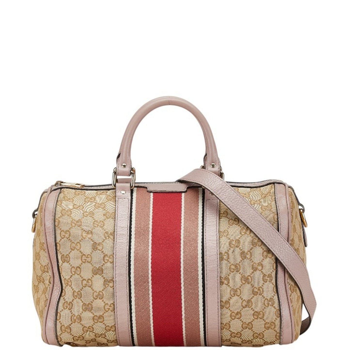 Gucci Beige Pink Canvas Leather Handbag Shoulder Bag