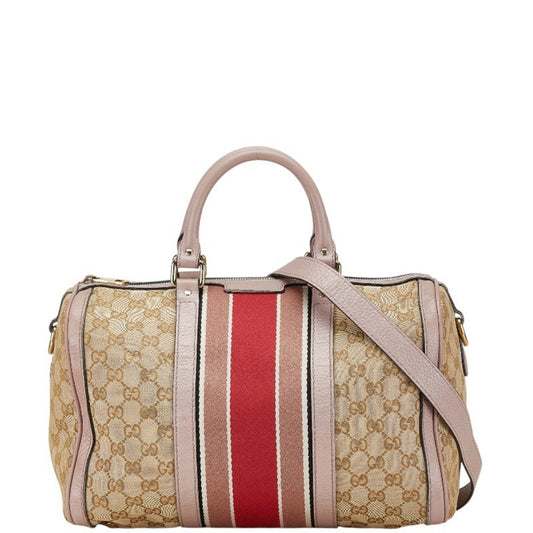 Gucci Beige Pink Canvas Leather Handbag Shoulder Bag