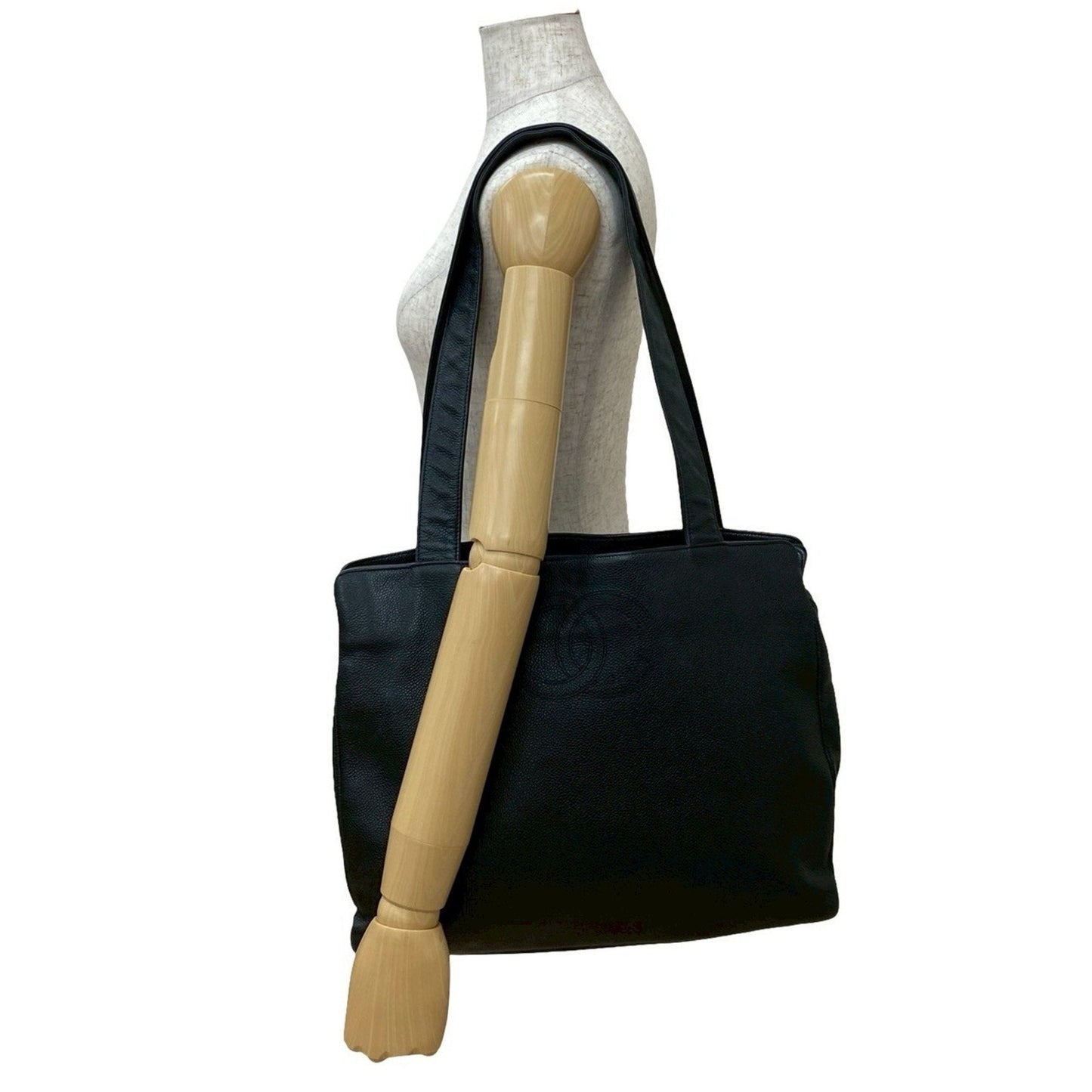 Chanel Black Grained Calfskin Handbag Tote Bag