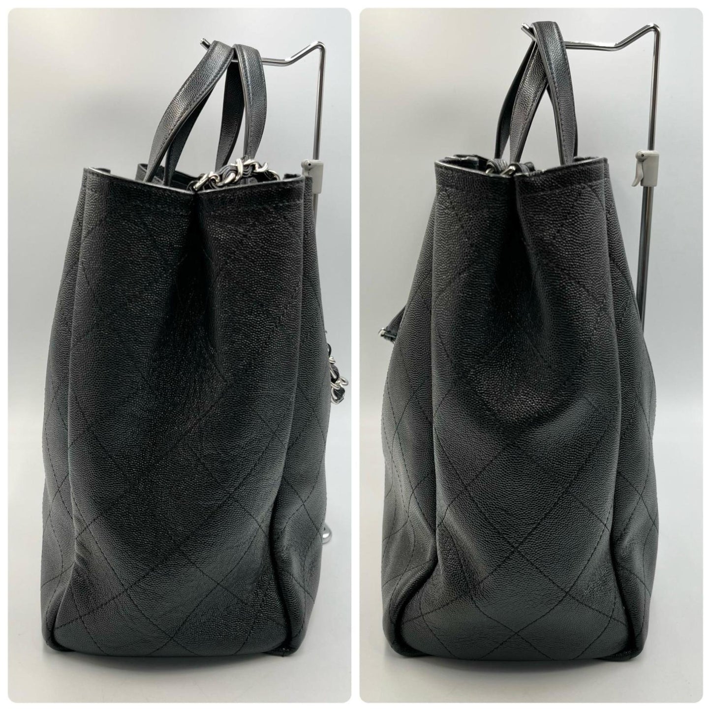 Chanel Black Grained Calfskin Shopping Bag Tote Bag