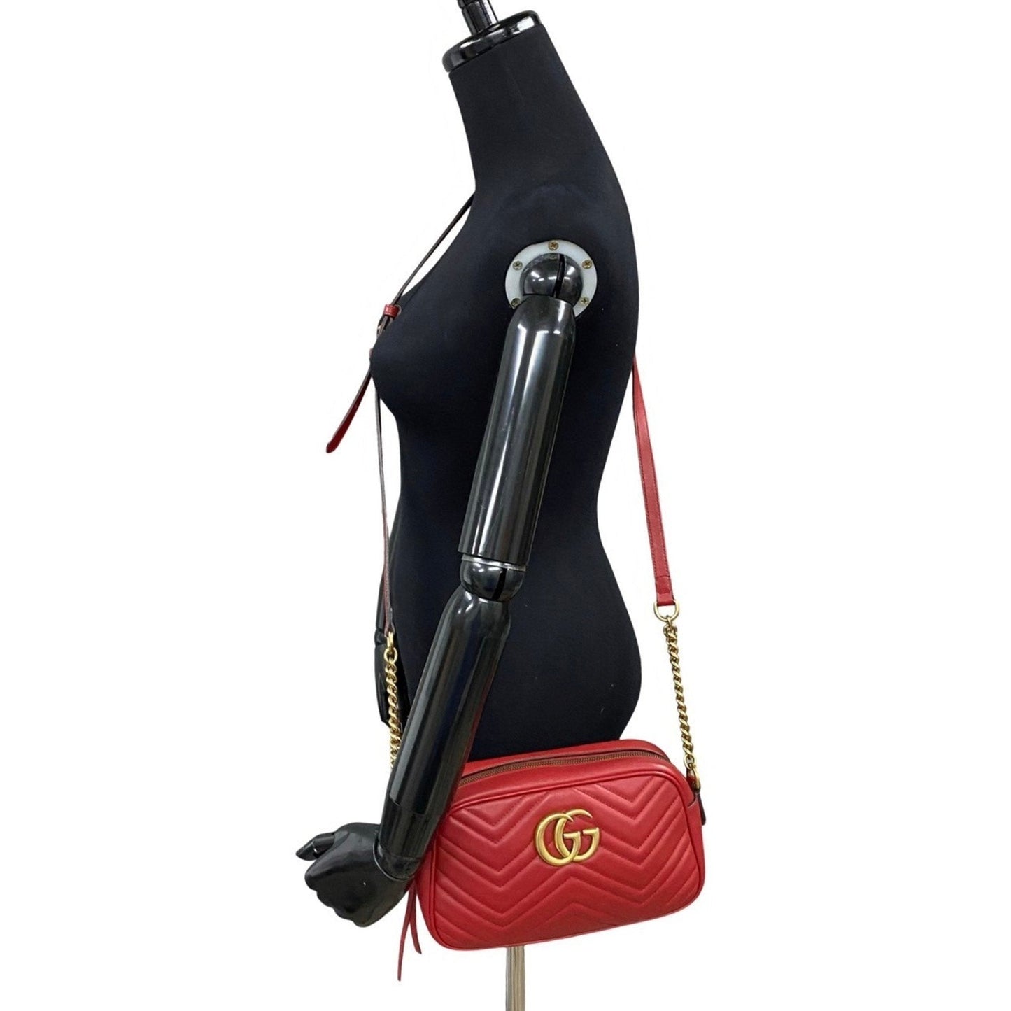 Gucci Red Color Leather Pochette Shoulder Bag