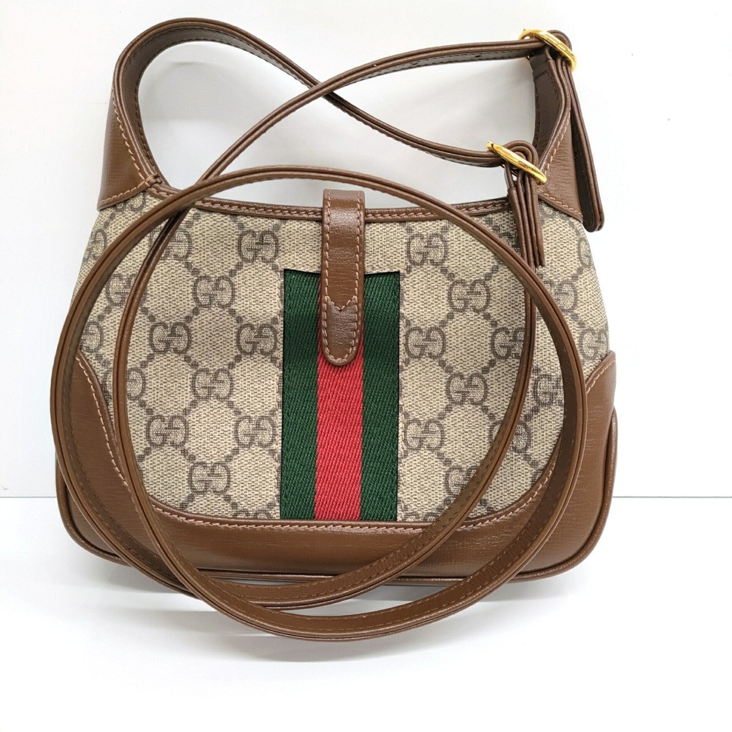 Gucci Jackie Beige Multi-Color Leather Pvc Handbag