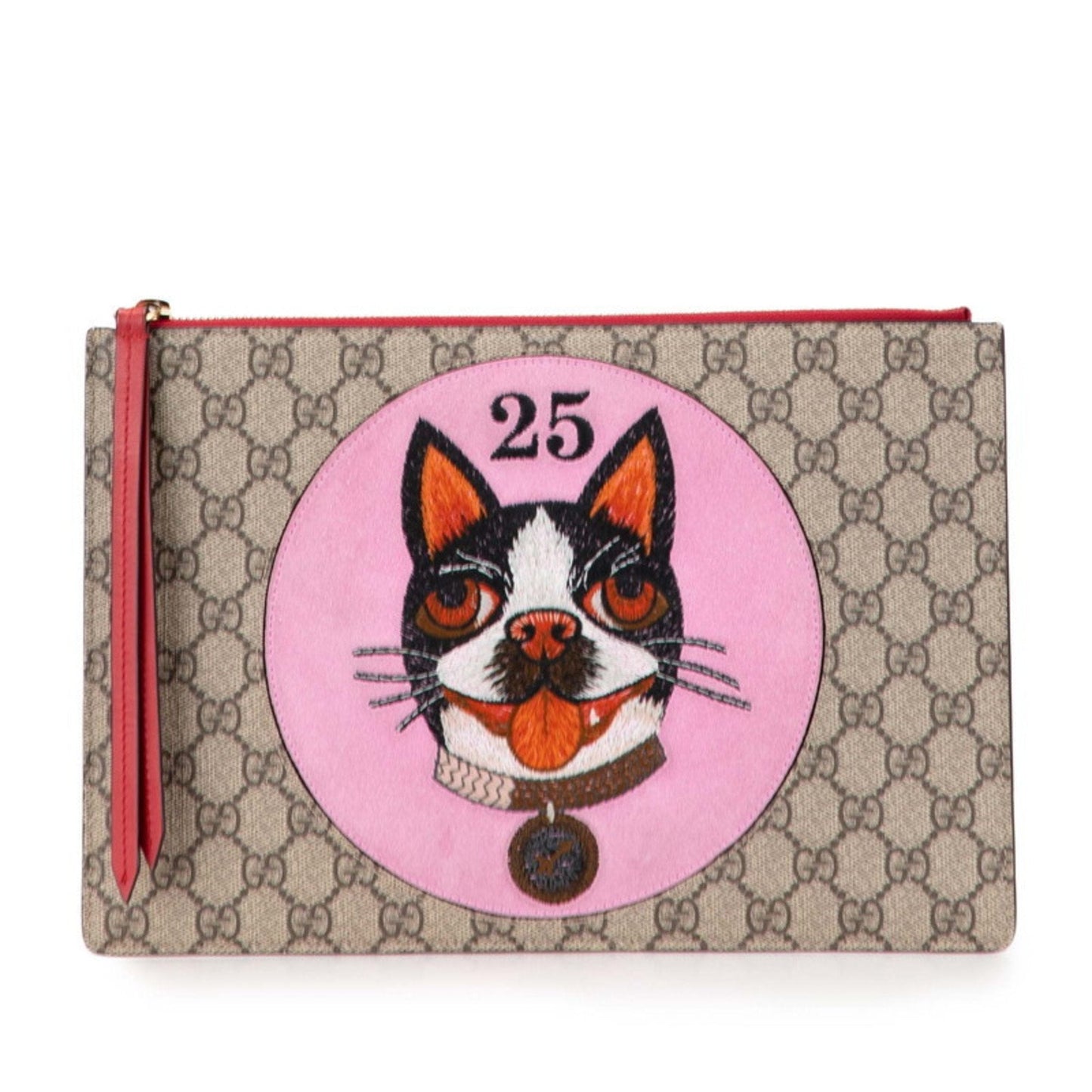 Gucci Beige Multi-Color Pvc Suede Clutch Bag