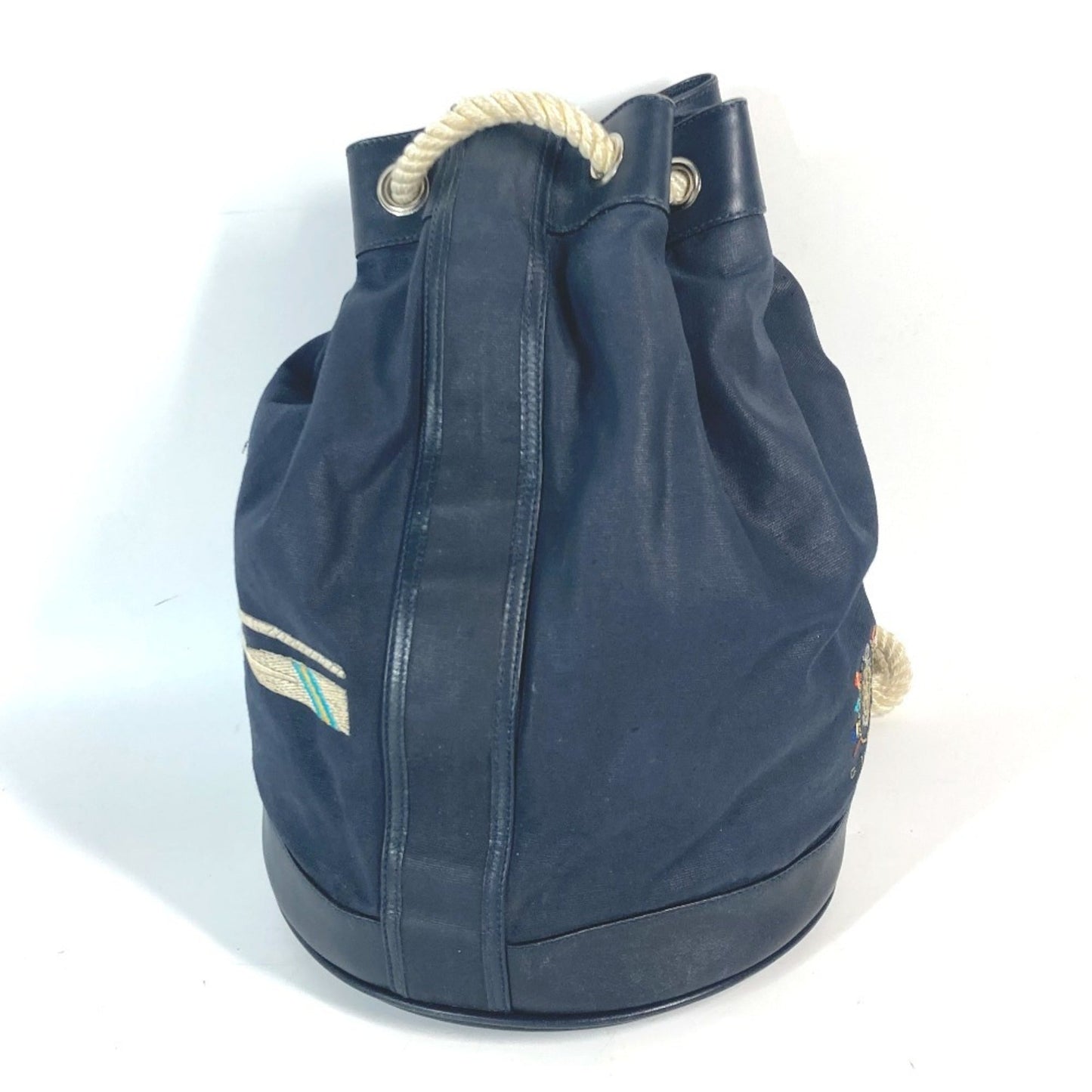 Gucci Navy Coated Canvas Leather Shoulder Bag