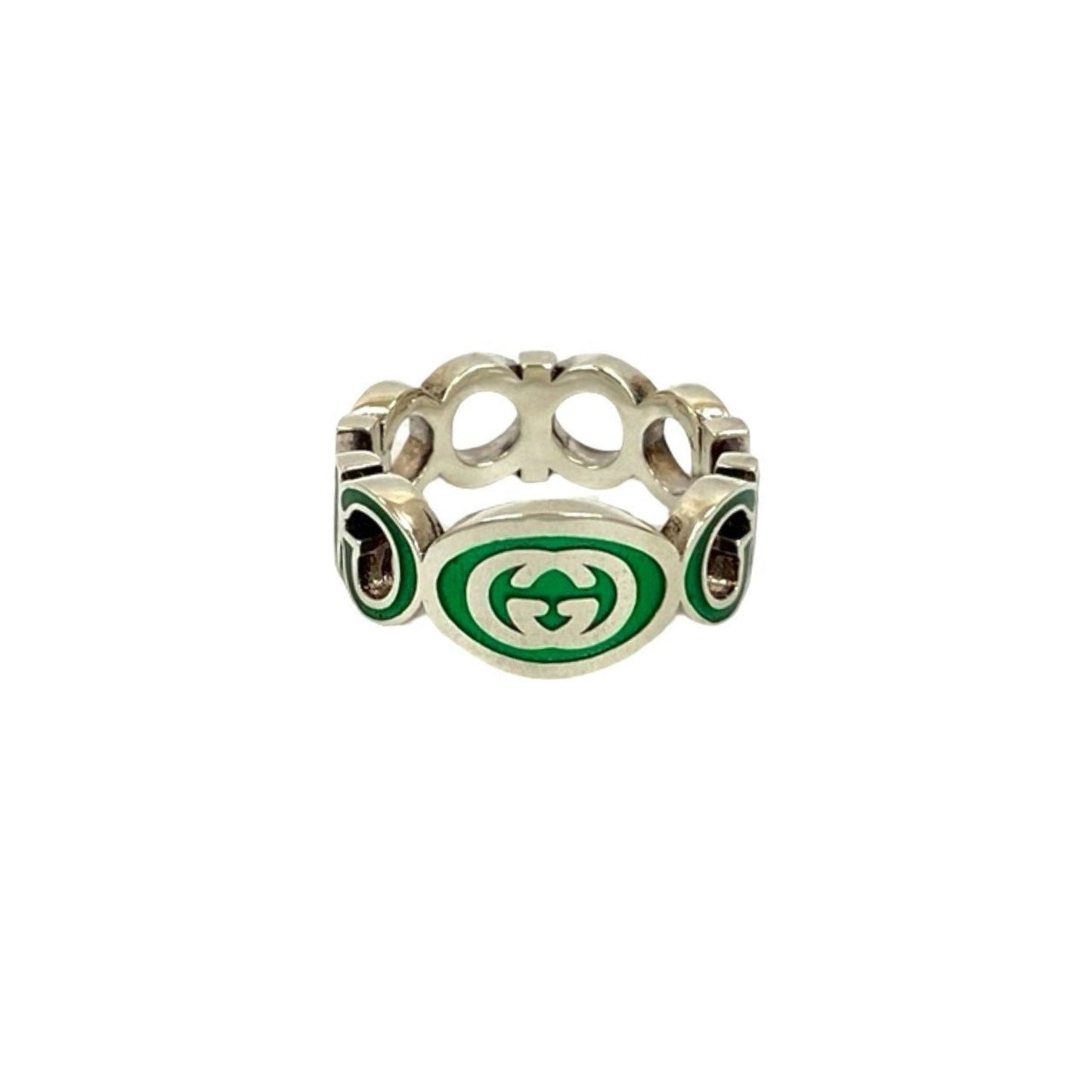Gucci Silver Green Silver 925 Band Ring