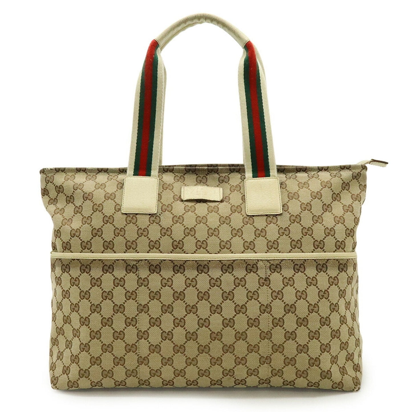 Gucci Beige Green Ivory Khaki Red Color Gg Canvas Leather Shoulder Bag Tote Bag