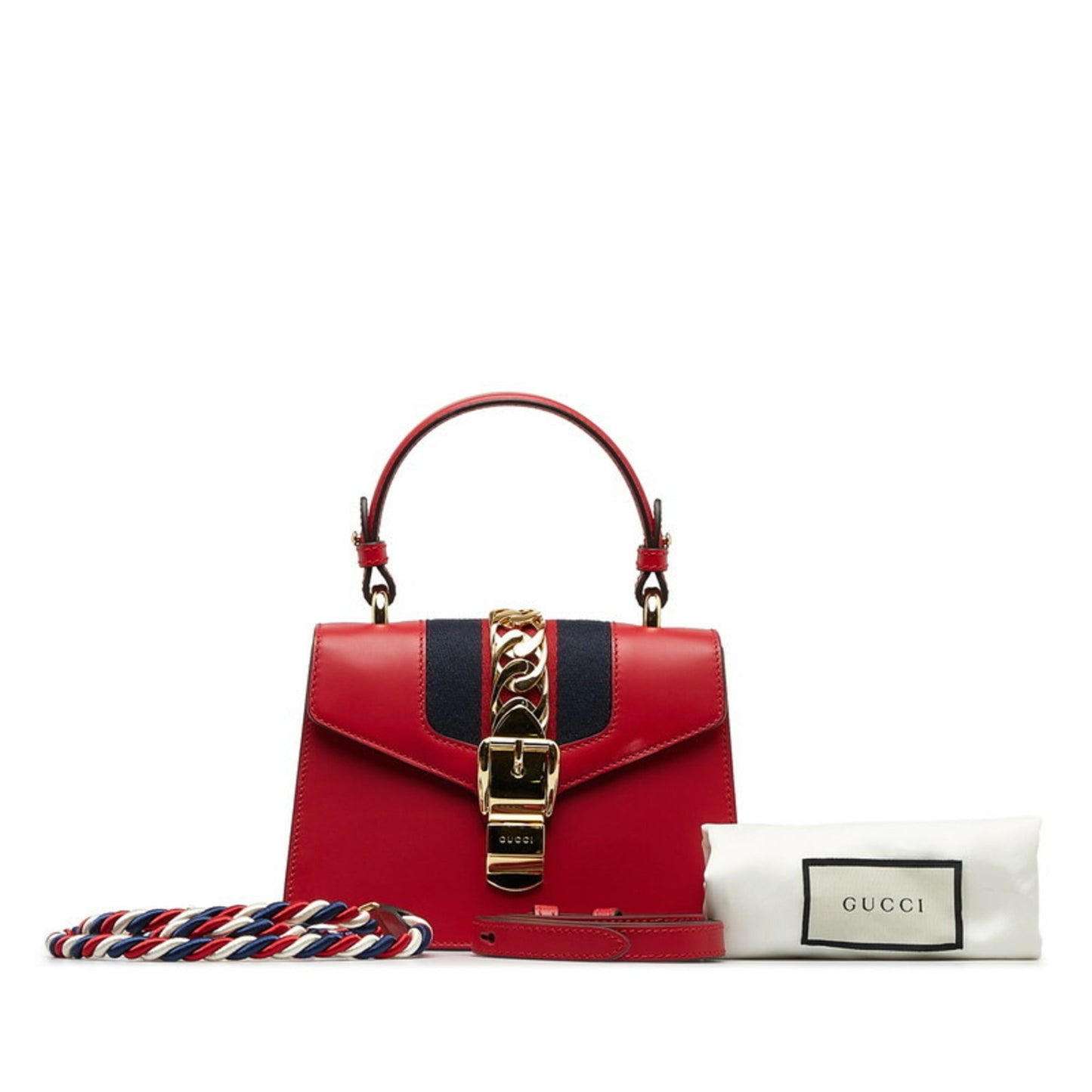 Gucci Red Color Leather Handbag Shoulder Bag