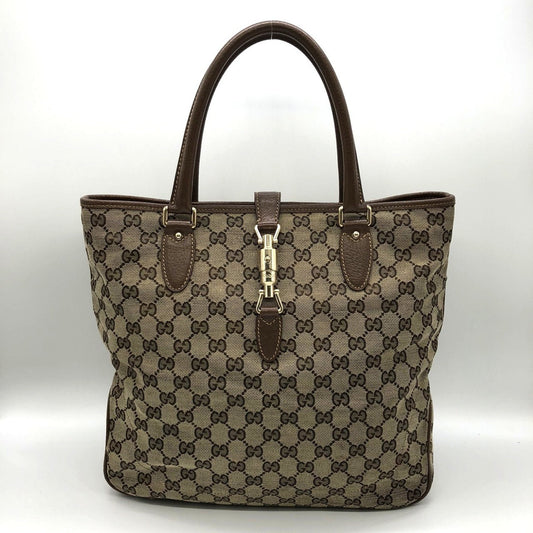 Gucci New Jackie Beige Brown Gg Canvas Tote Bag