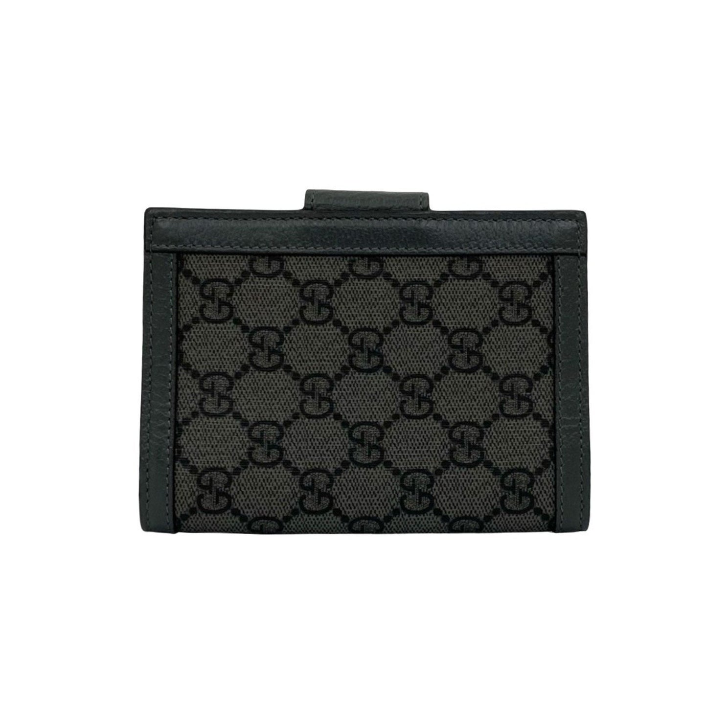 Gucci Black Gray Leather Pvc Wallet (Bi-Fold)