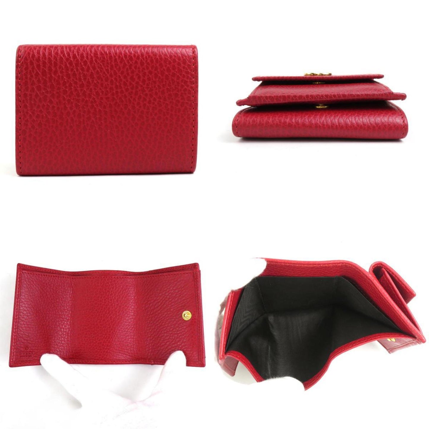 Gucci Red Color Leather Wallet (Tri-Fold)