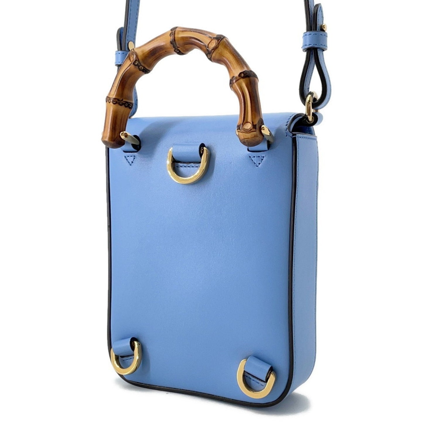 Gucci Light Blue Bamboo Leather Shoulder Bag