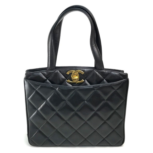 Chanel Black Leather Handbag Tote Bag
