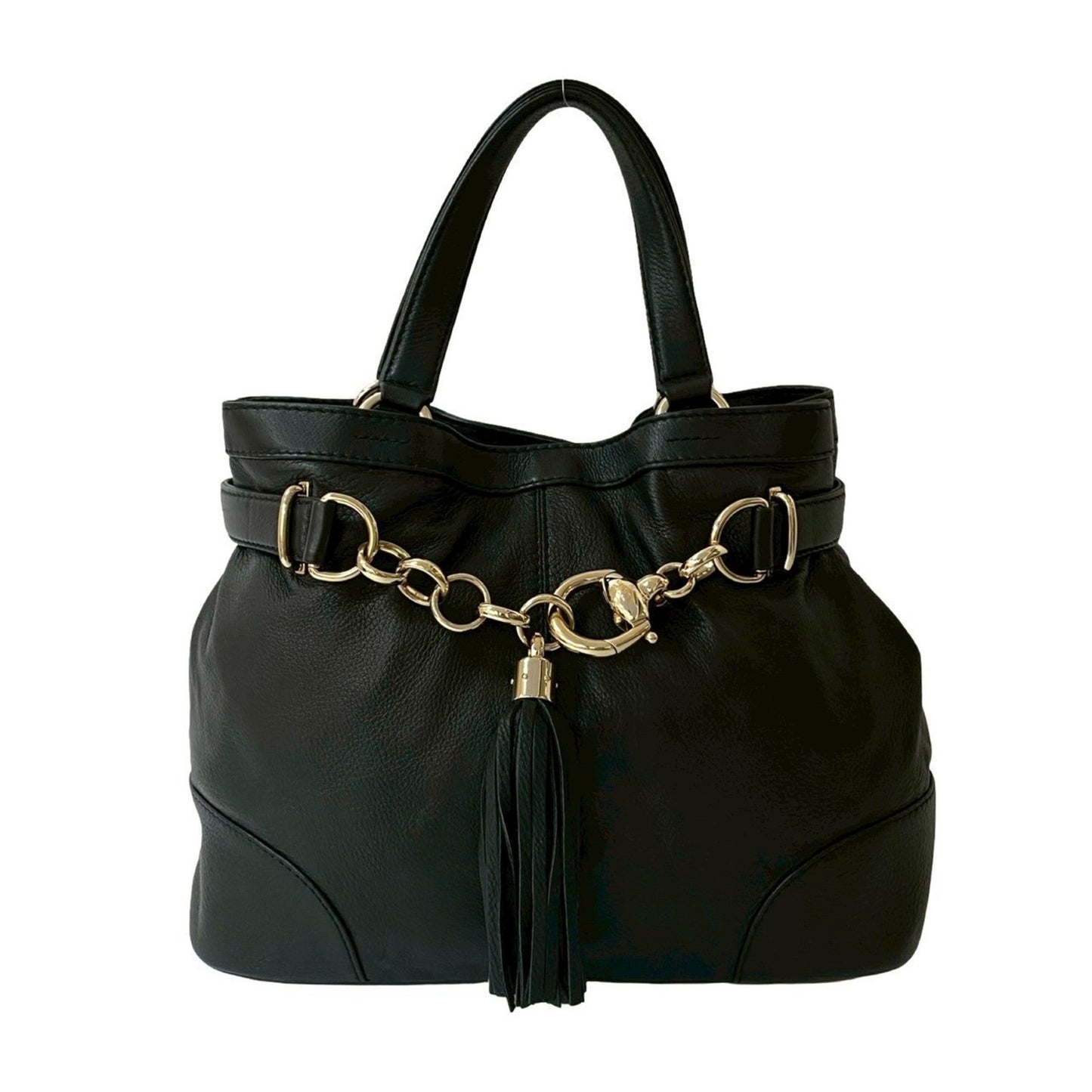 Gucci Black Leather Handbag Tote Bag