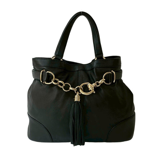 Gucci Black Leather Handbag Tote Bag