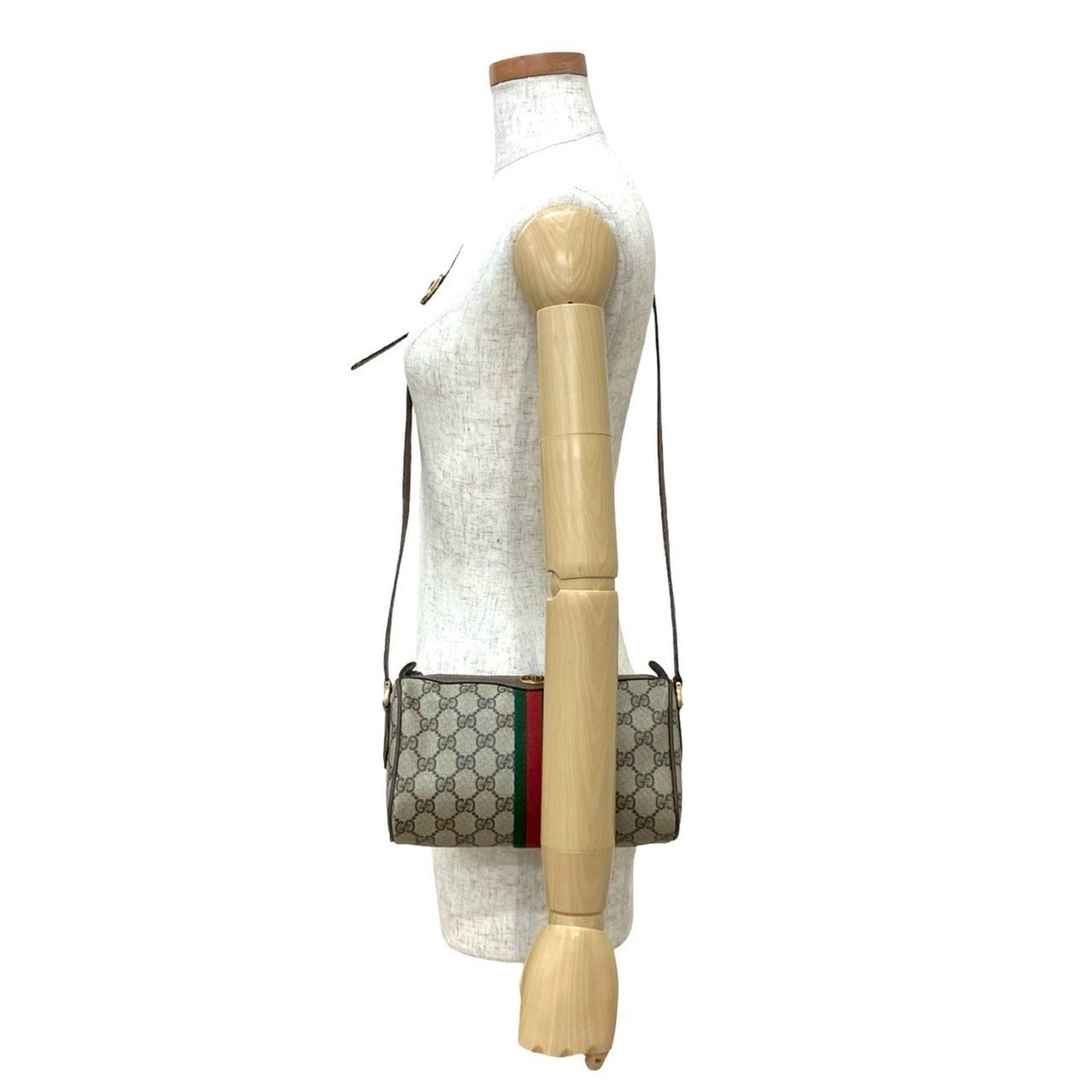 Gucci Brown Green Red Color Leather Pvc Pochette Shoulder Bag