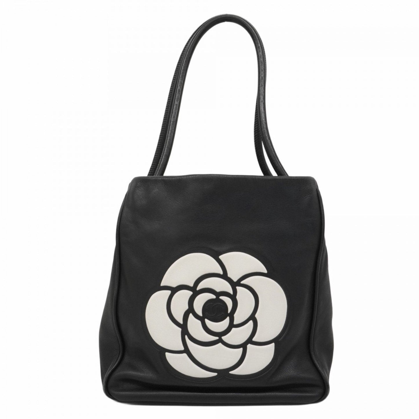 Chanel Black White Leather Tote Bag