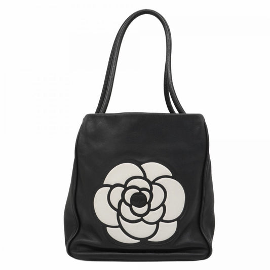 Chanel Black White Leather Tote Bag