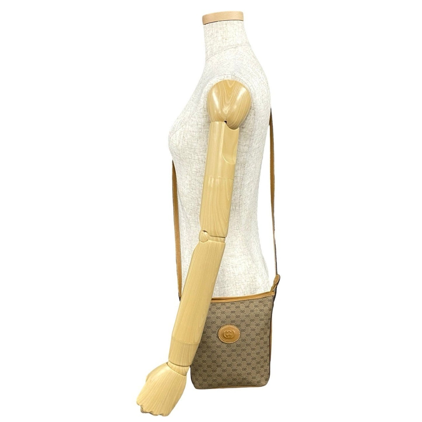 Gucci Brown Camel Leather Pvc Pochette Shoulder Bag