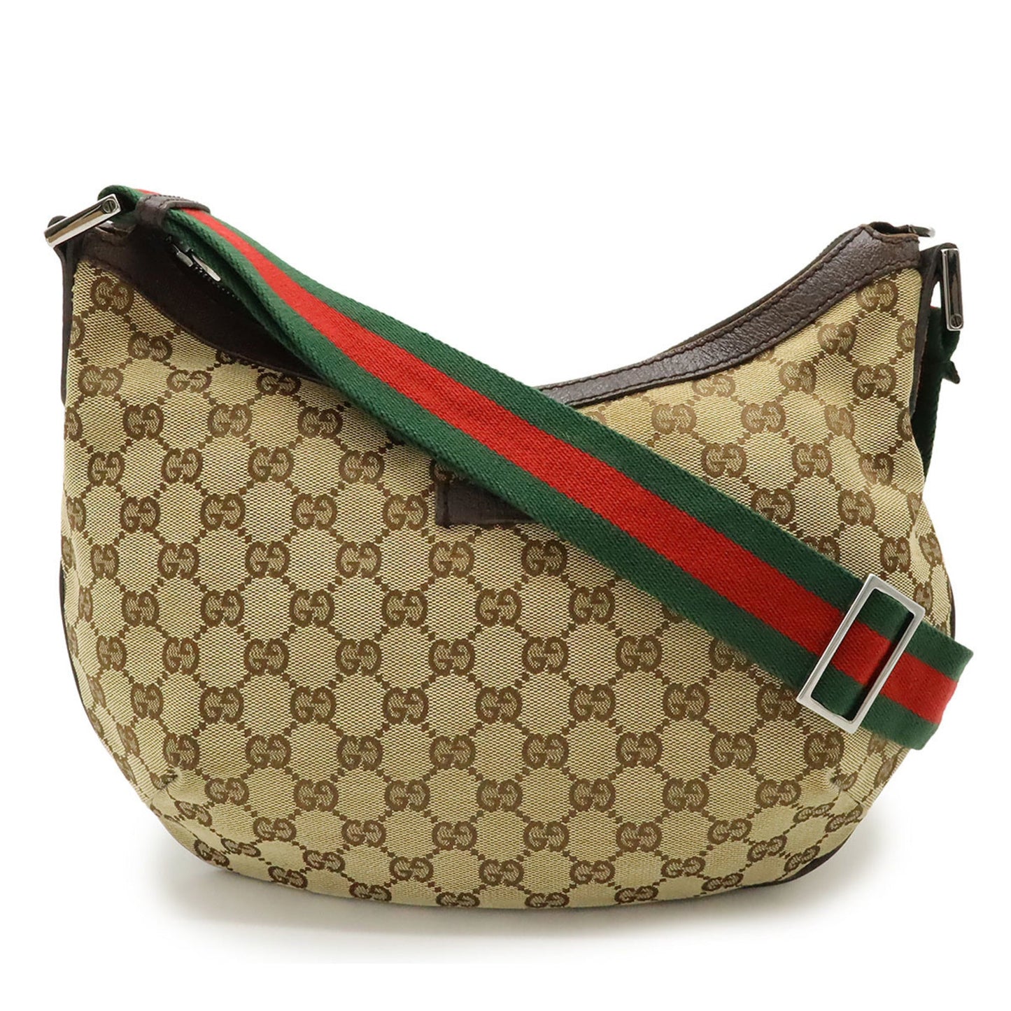 Gucci Beige Brown Dark Brown Green Khaki Red Color Gg Canvas Shoulder Bag