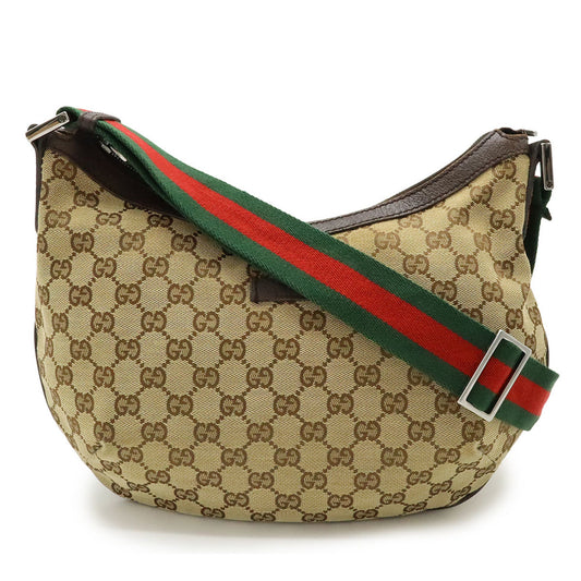 Gucci Beige Brown Dark Brown Green Khaki Red Color Gg Canvas Shoulder Bag