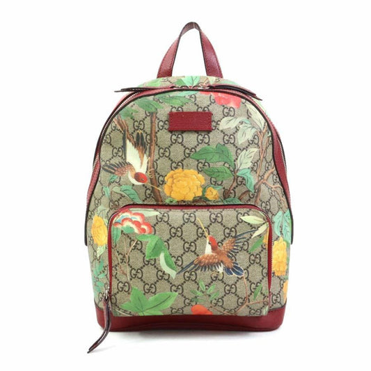 Gucci Beige Brown Multi-Color Red Color Gg Supreme Canvas Leather Backpack