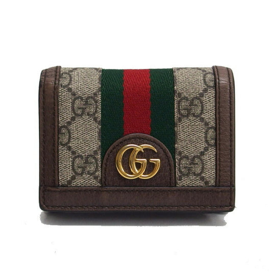 Gucci Beige Brown Dark Brown Green Red Color Coated Canvas Coin Purse/Coin Case