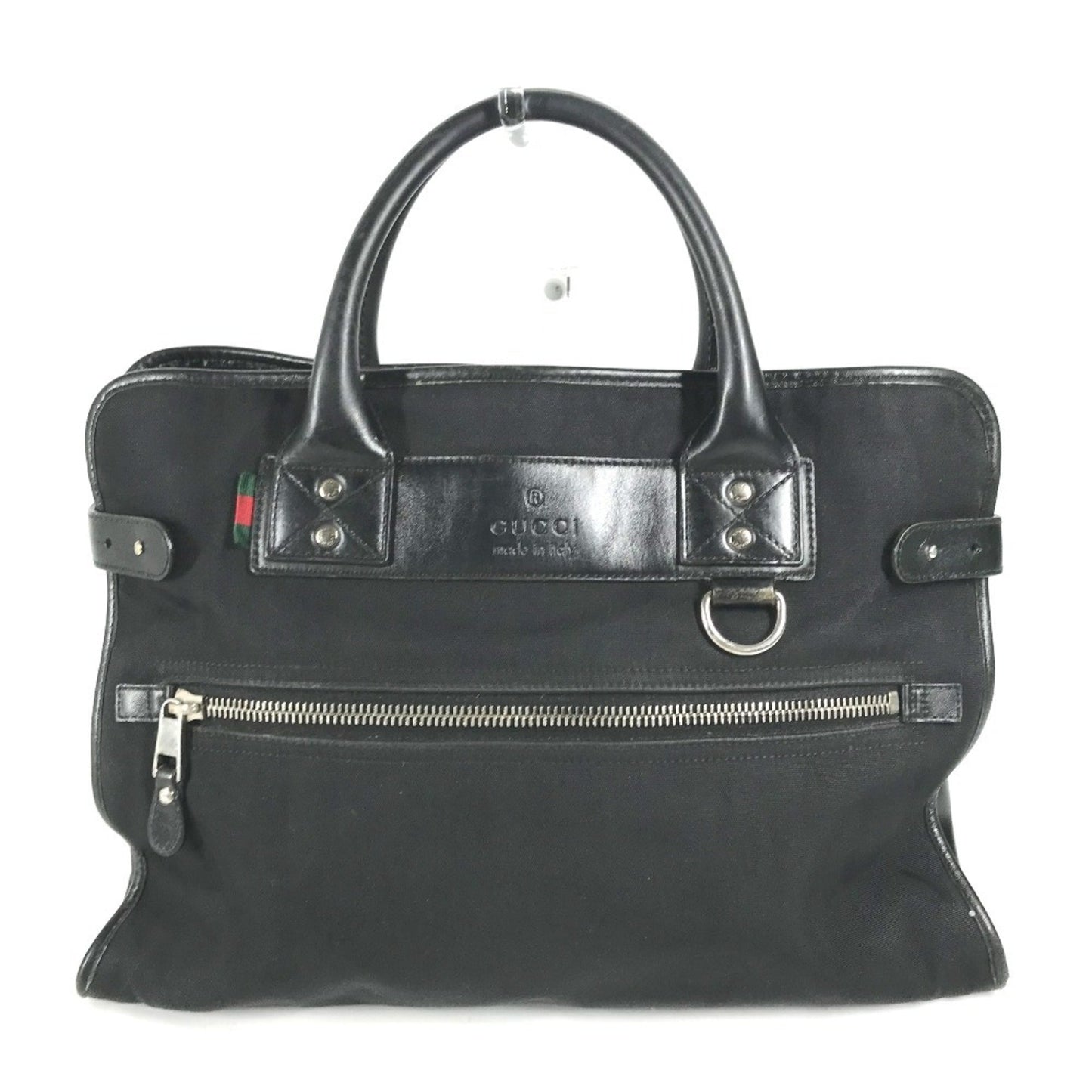 Gucci Black Nylon Leather Handbag Tote Bag