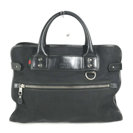 Gucci Black Nylon Leather Handbag Tote Bag