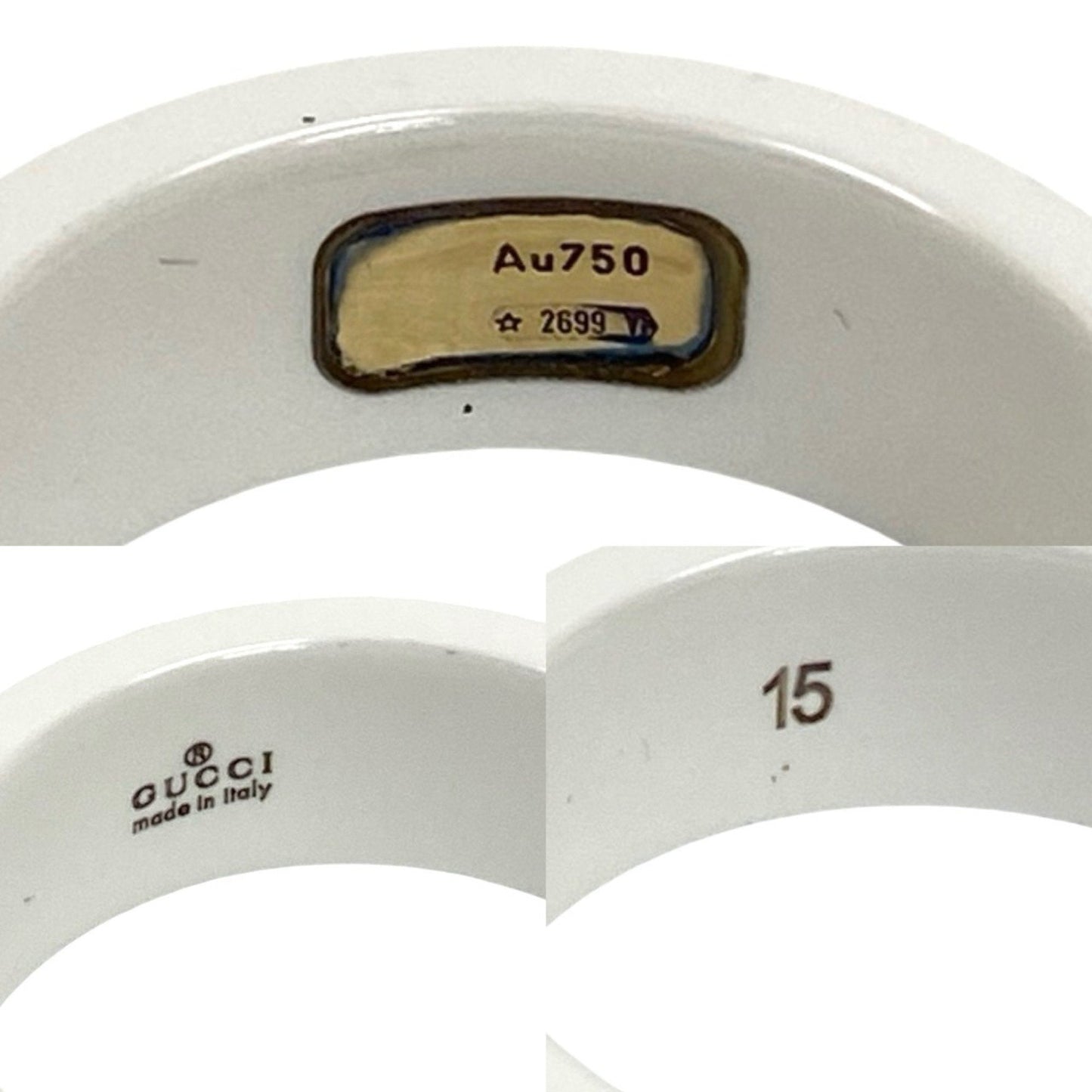 Gucci Gold White Ceramic Band Ring