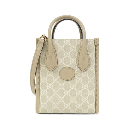 Gucci Beige White Gg Supreme Leather Handbag