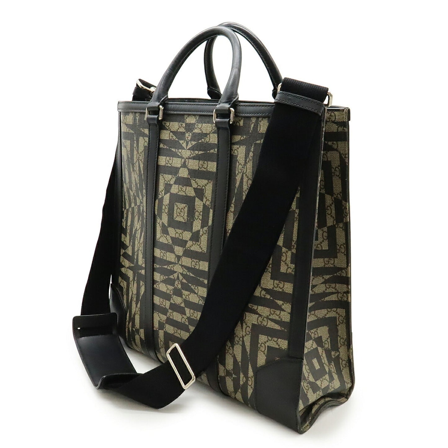 Gucci Beige Black Gg Supreme Leather Shoulder Bag Tote Bag