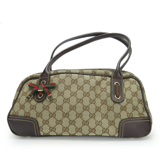 Gucci Beige Dark Brown Gg Canvas Leather Boston Bag