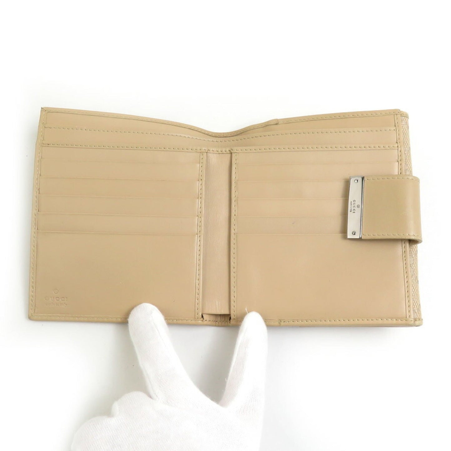 Gucci Beige Gg Canvas Wallet (Bi-Fold)