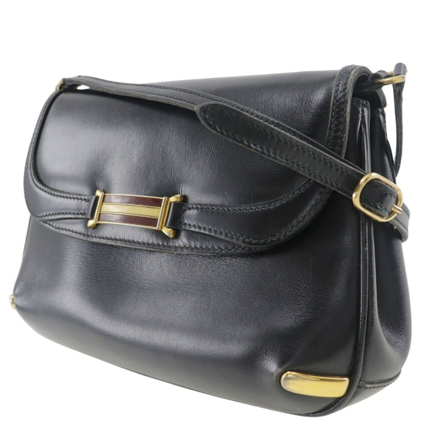 Gucci Sherry Line Black Leather Shoulder Bag