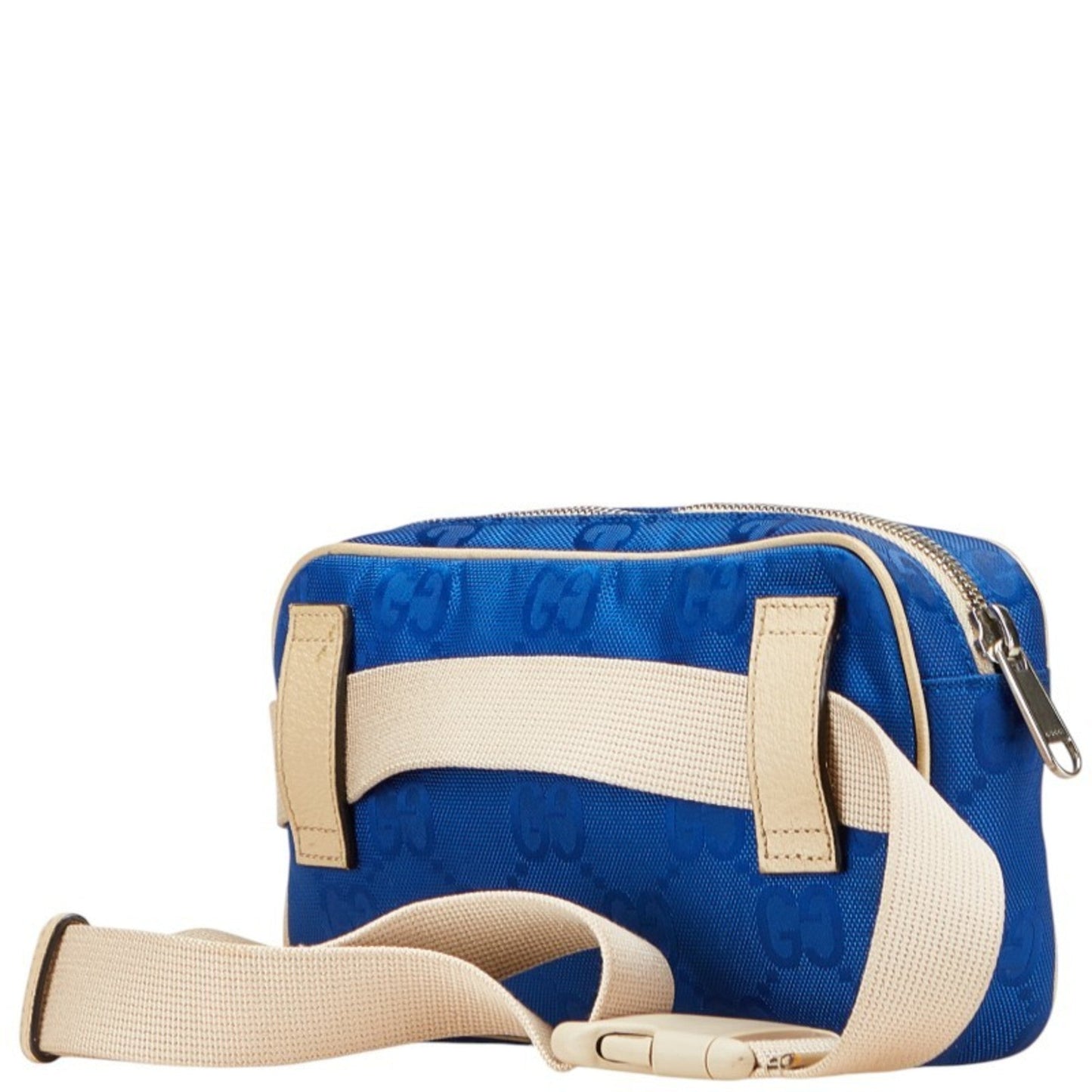 Gucci Beige Blue Nylon Leather Sling Bag