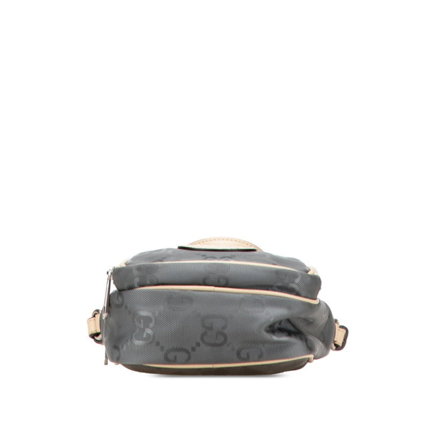 Gucci Beige Gray Nylon Leather Handbag Shoulder Bag