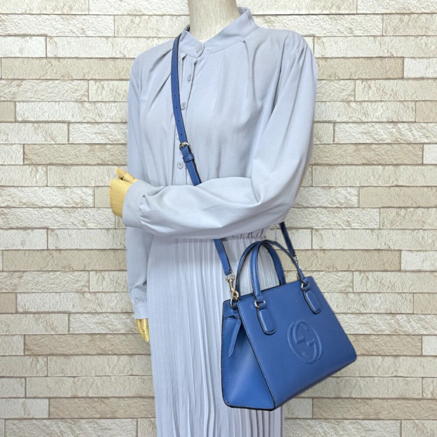 Gucci Soho Blue Leather Shoulder Bag