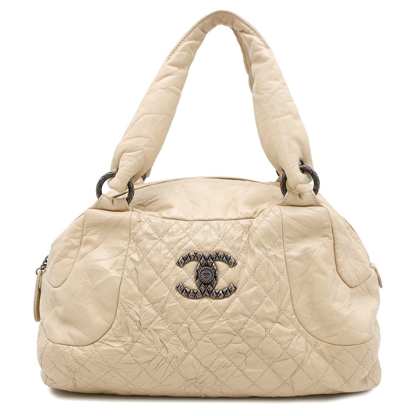 Chanel Beige Leather Boston Bag Tote Bag