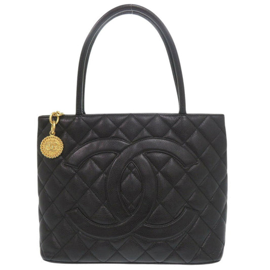 Chanel Black Grained Calfskin Handbag Tote Bag