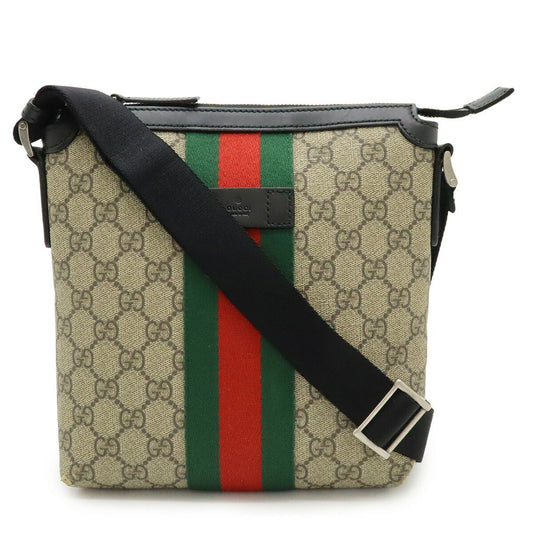 Gucci Beige Black Green Red Color Gg Supreme Leather Shoulder Bag
