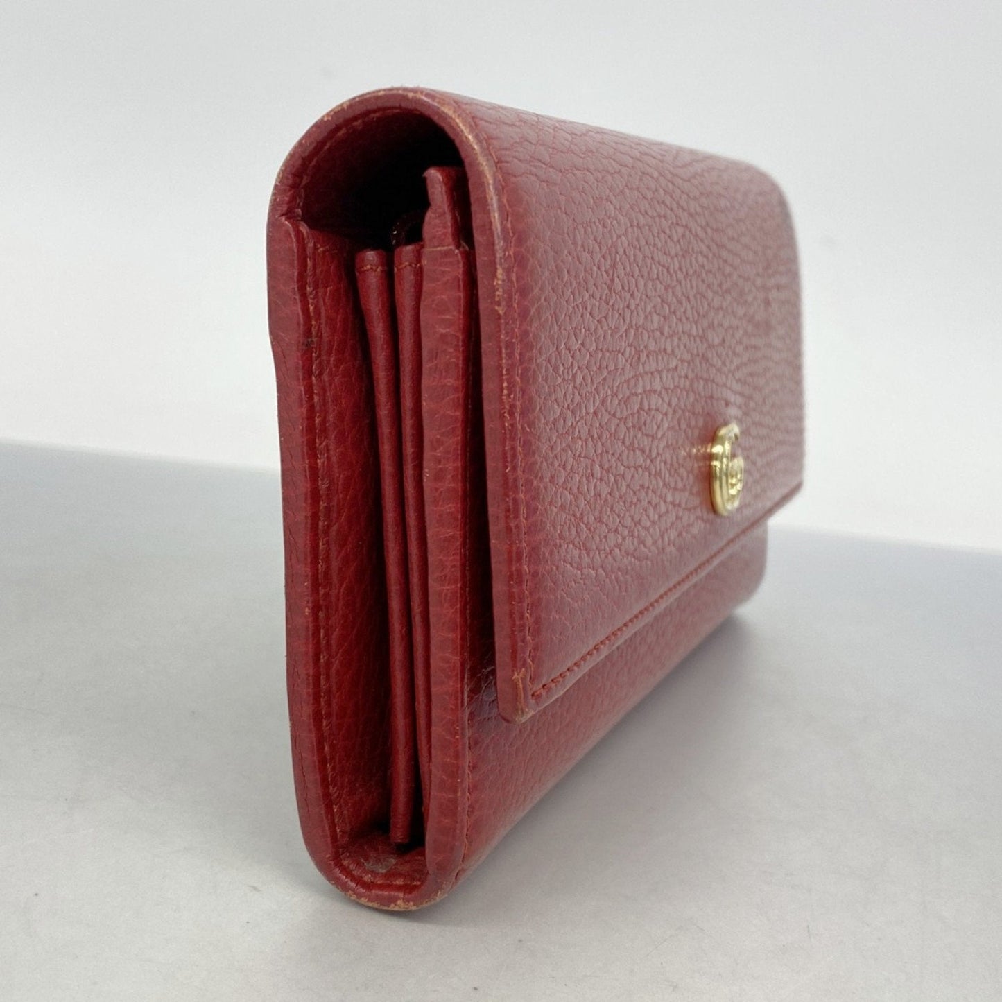 Gucci Red Color Leather Long Wallet (Bi-Fold)