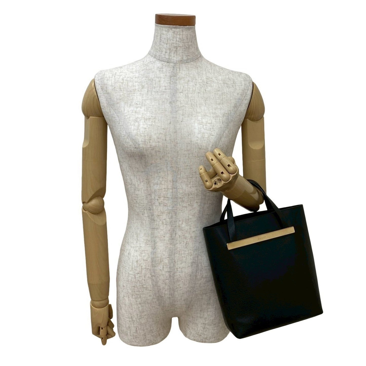 Gucci Black Leather Handbag Tote Bag