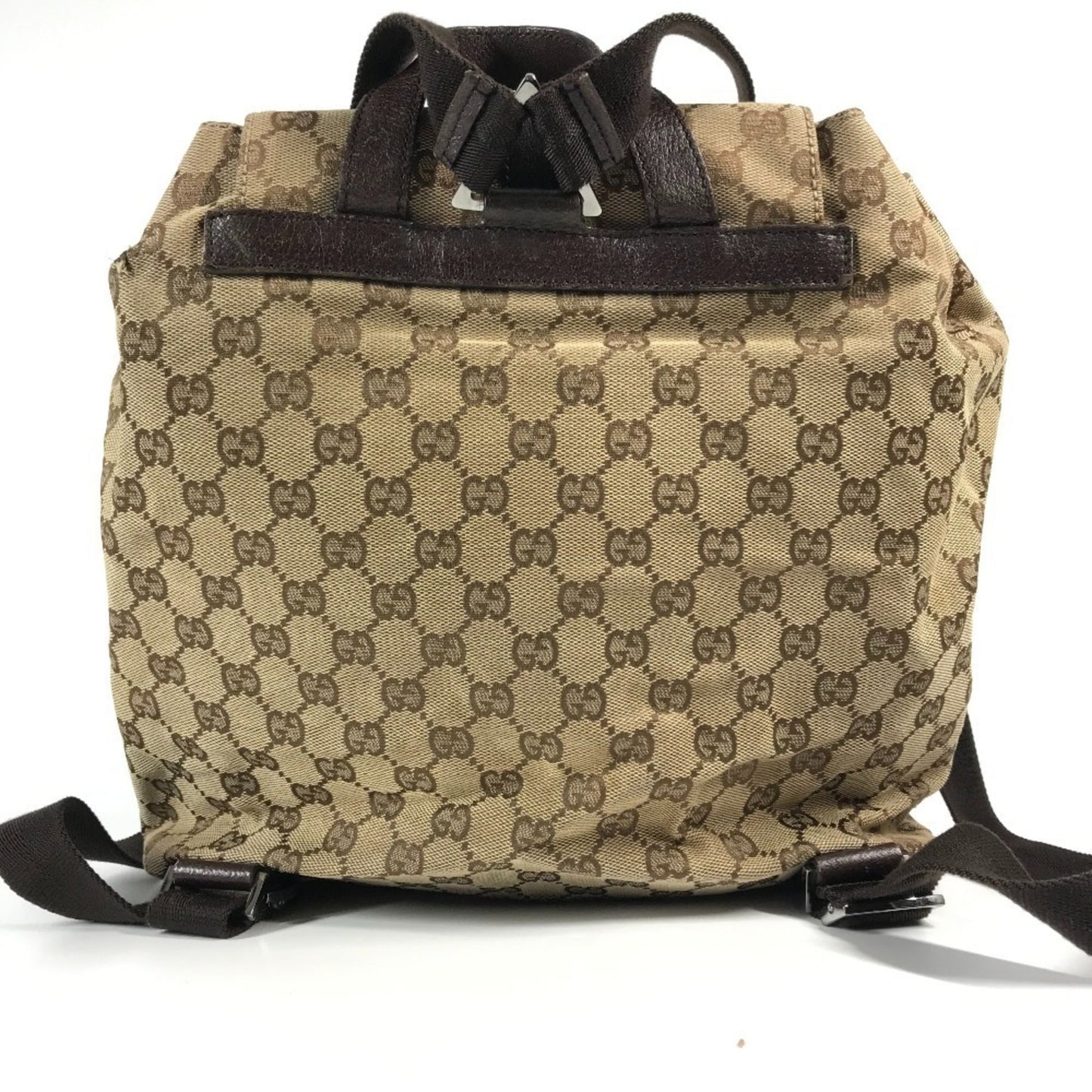 Gucci Beige Dark Brown Gg Canvas Backpack