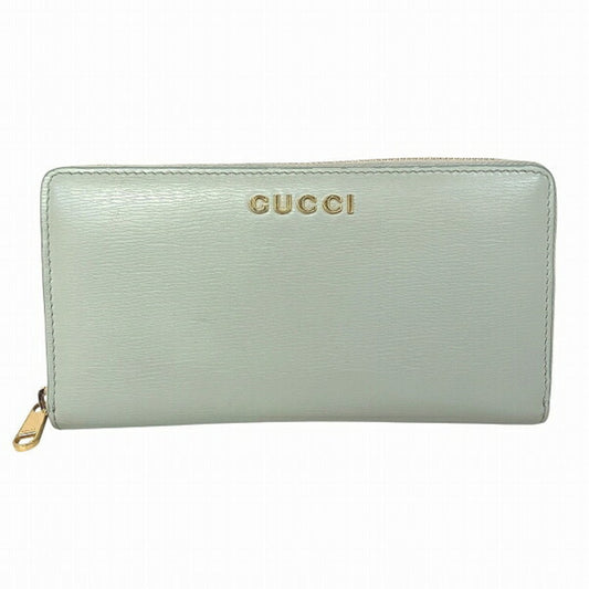 Gucci Pale Green Leather Long Wallet (Bi-Fold)