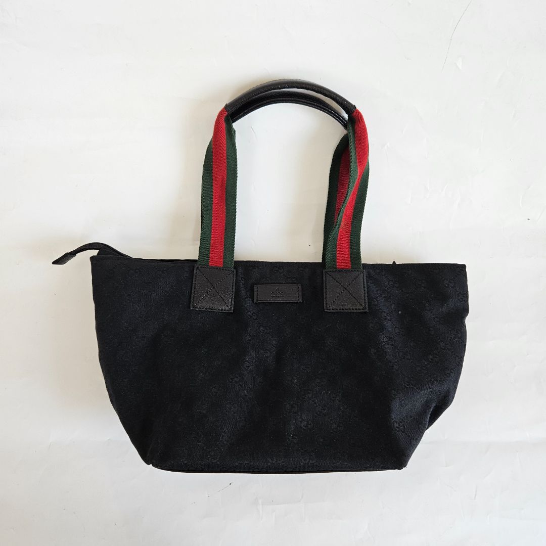 Gucci Navy Blue/Black GG Canvas Web Handle Tote